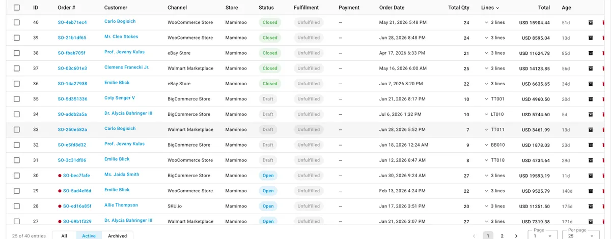 Run every order from one command center — the real SKU.io interface