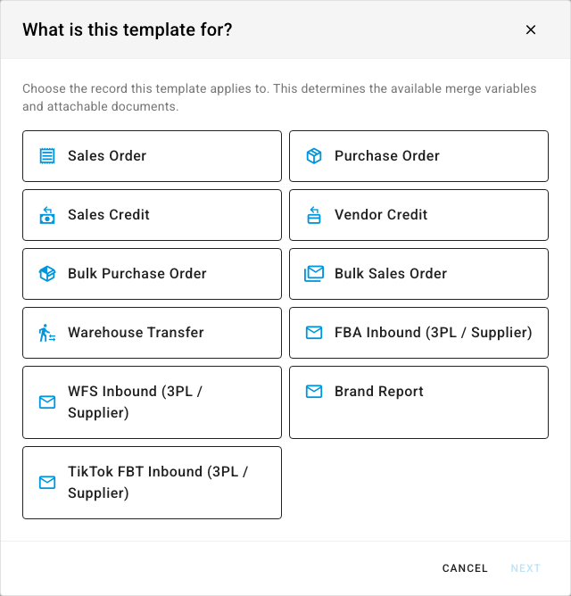 What is this template for?, listing the record types