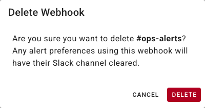 The Delete Webhook confirmation
