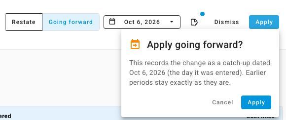 The Apply going forward confirmation