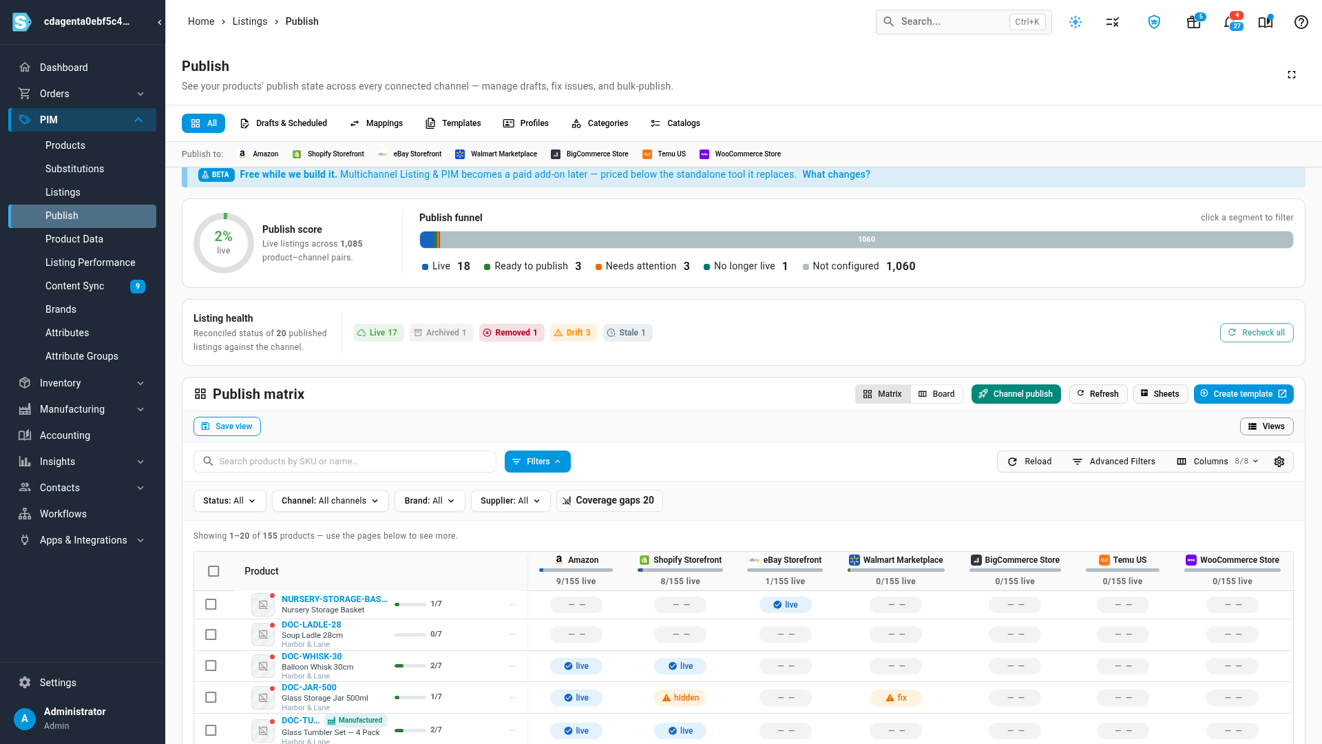 The publish board