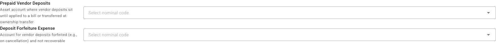 The vendor deposit account mappings