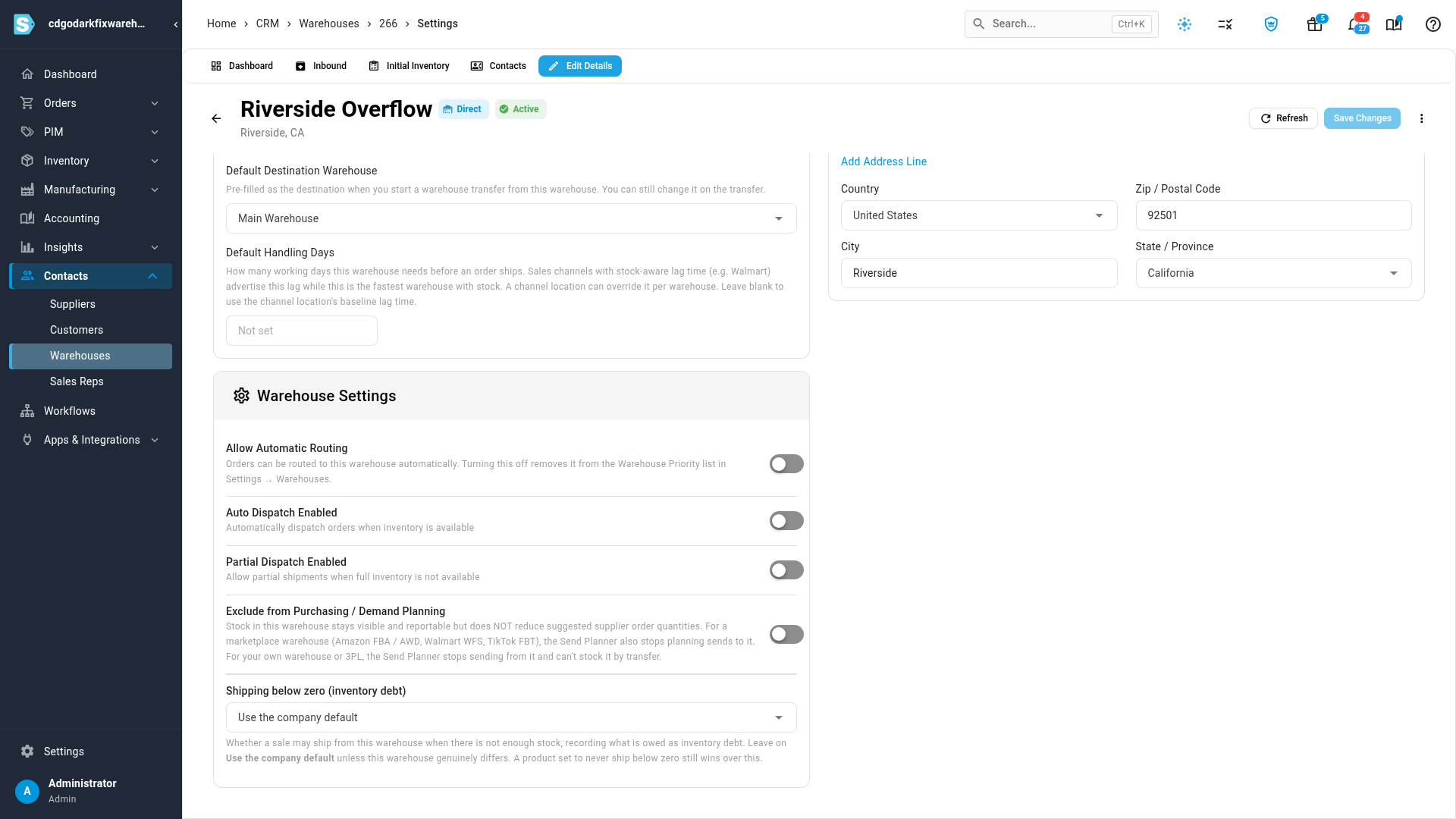 The Exclude from Purchasing / Demand Planning switch and its description