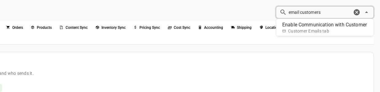 Find a setting, showing a result and the tab it is on