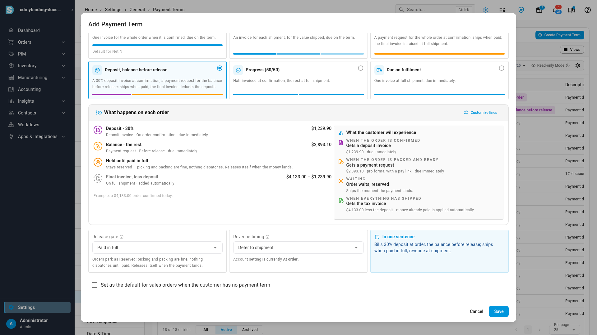 Release gate and Revenue timing