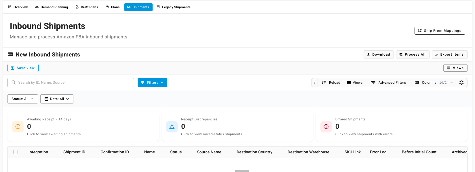 FBA inbound shipments with the receipt discrepancy tile