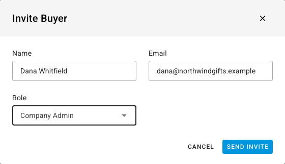 The Invite Buyer window