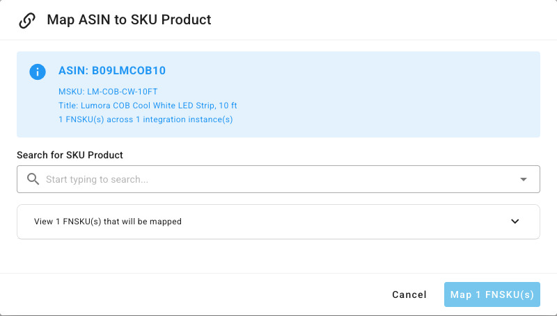 Map ASIN to SKU Product