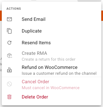 The More menu on a WooCommerce order with Refund on WooCommerce