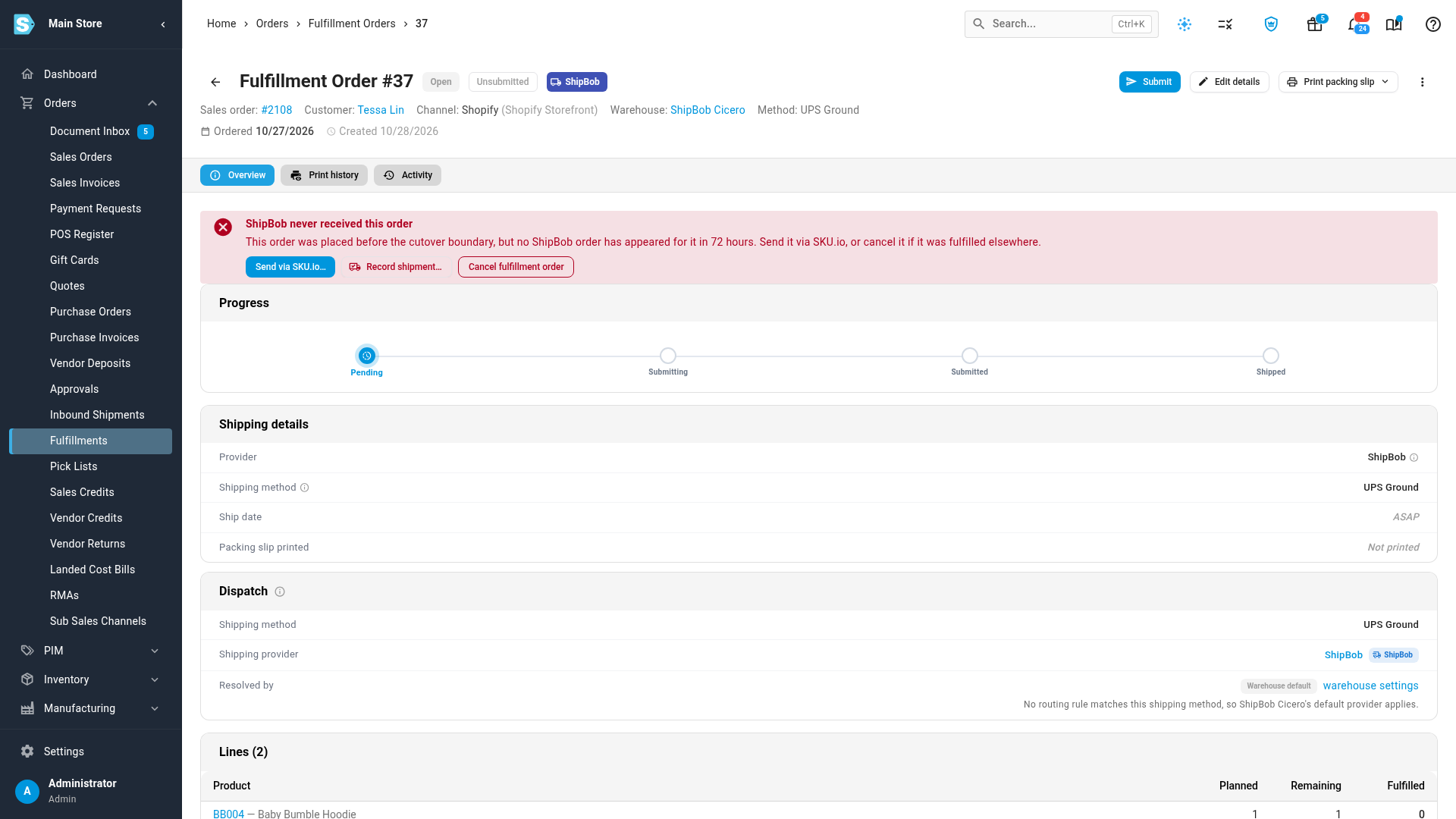 A cutover order the provider never received