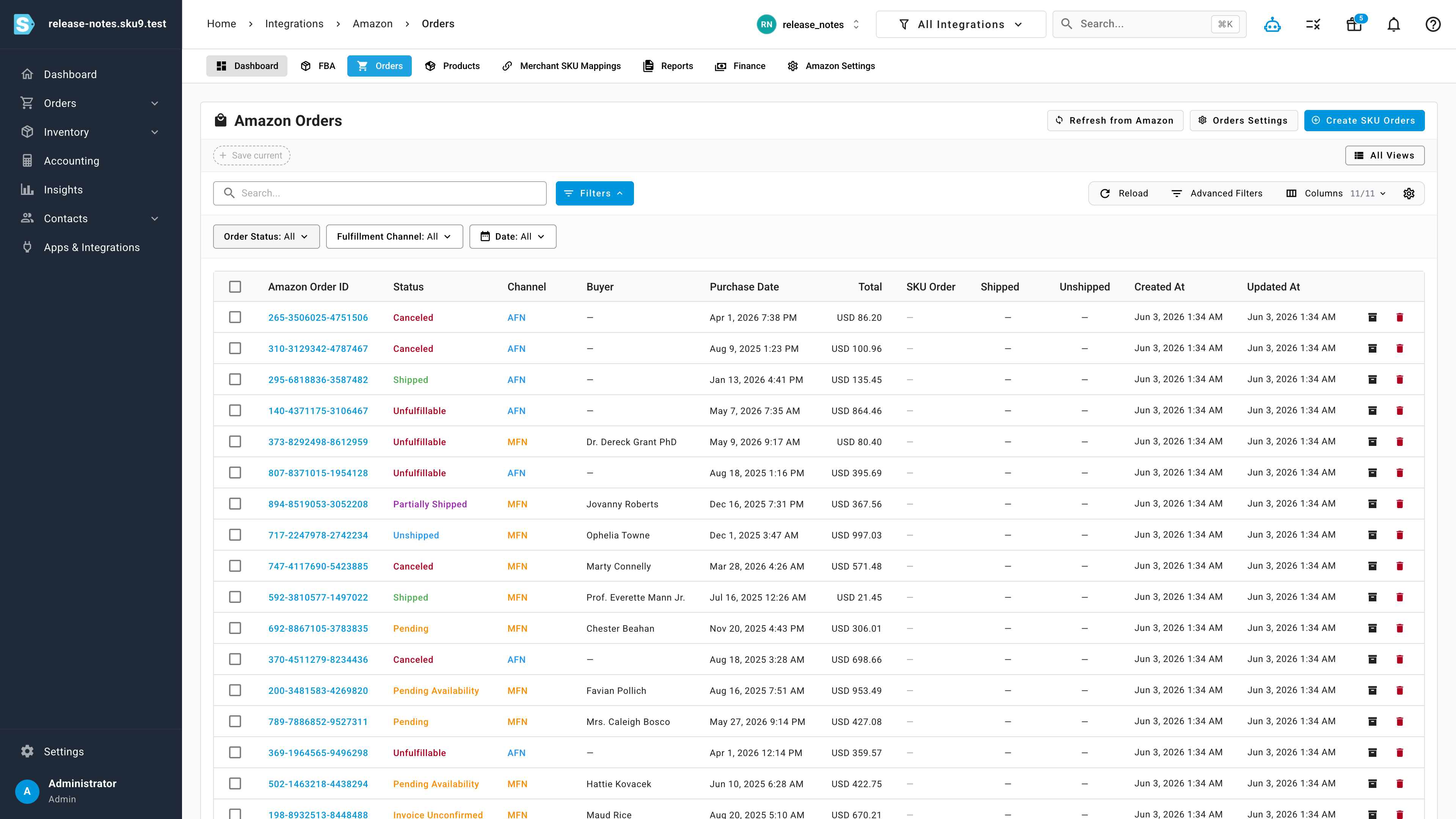 The redesigned Amazon Orders list