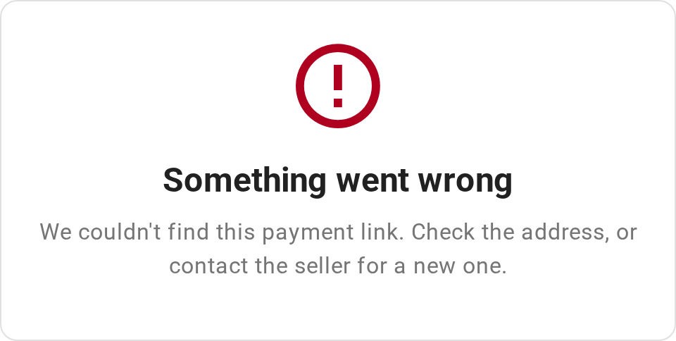 The Something went wrong screen for a link address that can't be found