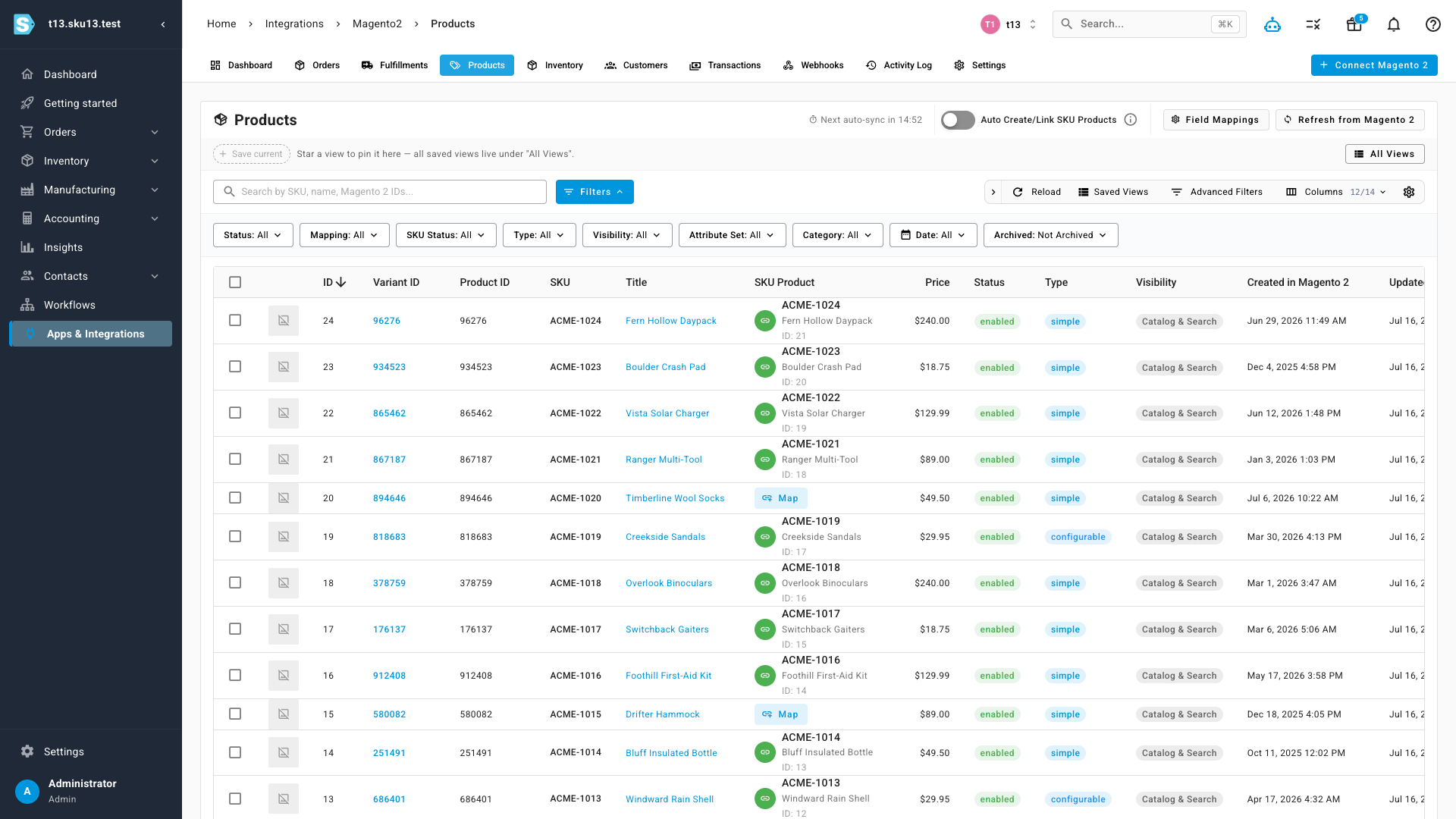Magento 2 products list with SKU product mapping