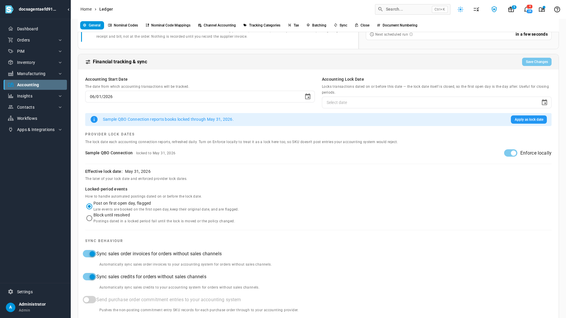 Provider lock dates with Enforce locally turned on and the effective lock date updated