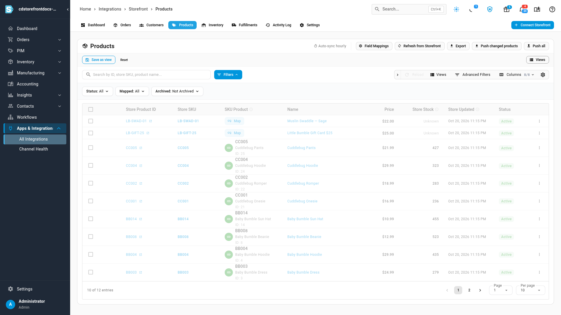Push changed products and Push all above the Products list