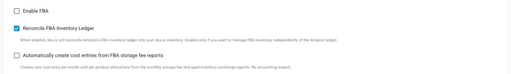 The Reconcile FBA Inventory Ledger setting