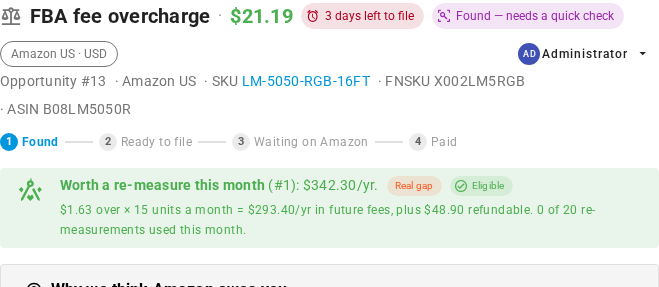A fee overcharge case, worth a re-measure this month