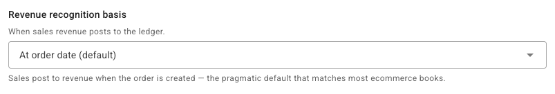 The Revenue recognition basis setting at its default