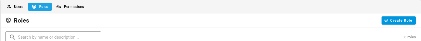 The Roles tab of Users & Permissions, with the Create Role button on the right