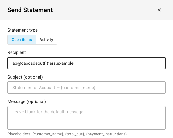 The Send Statement dialog