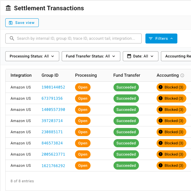 Settlements and their accounting status
