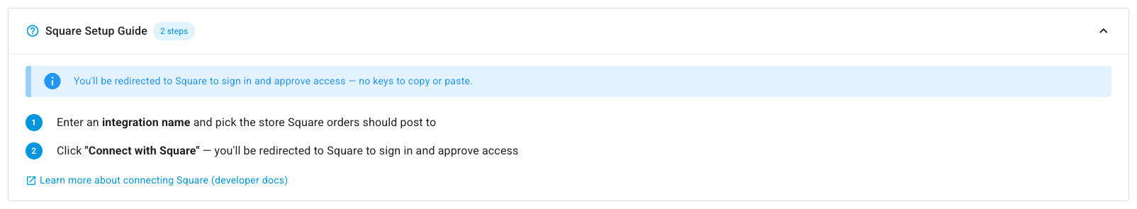 The Square Setup Guide with its two steps