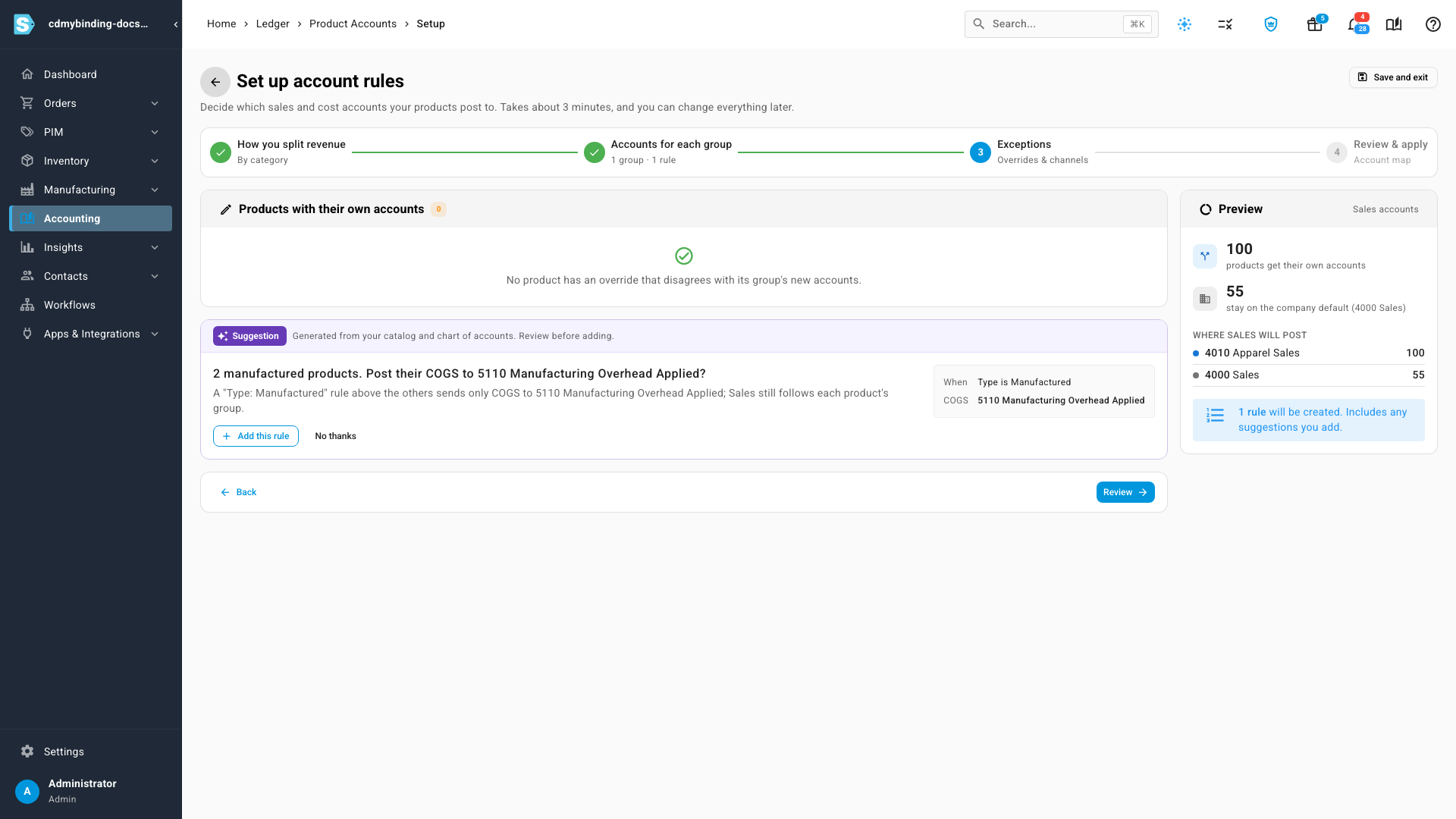Step 3: exceptions and suggestions