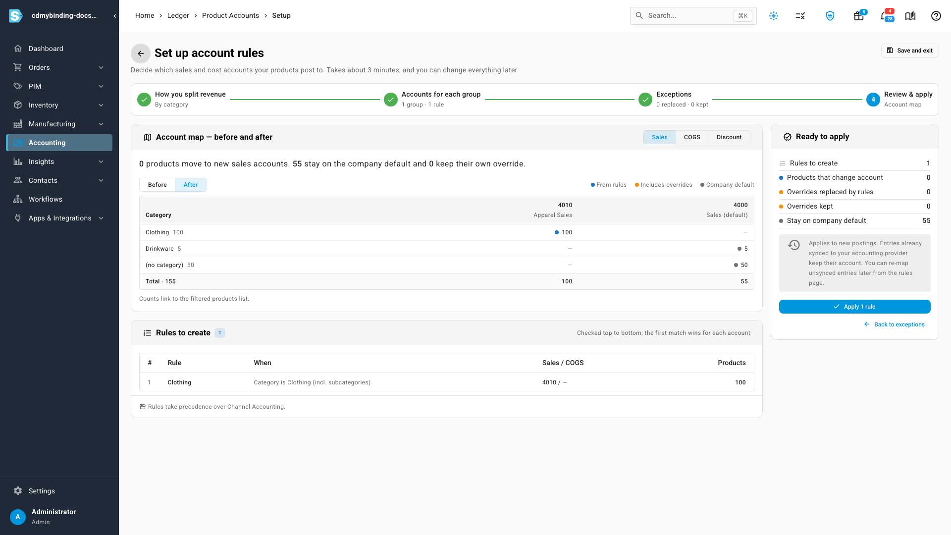 Step 4: review the before and after map, then apply