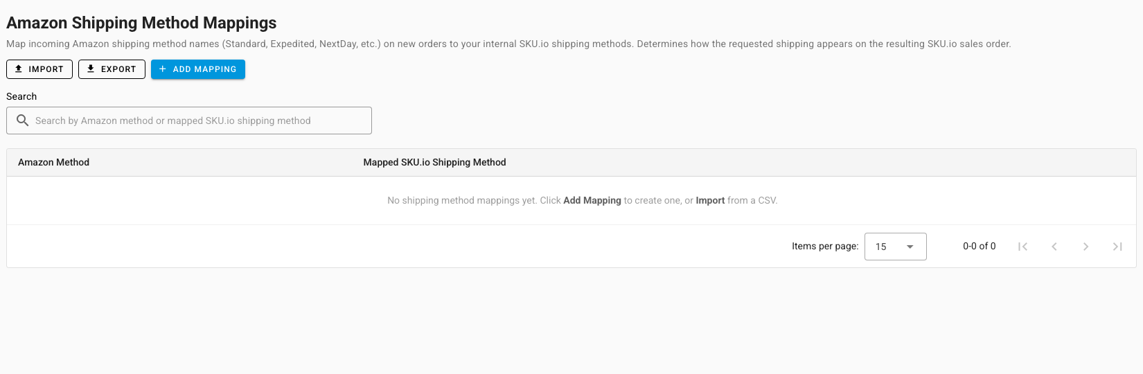 Amazon Shipping Method Mappings