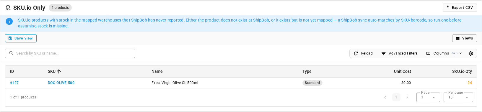 The SKU.io Only sub-tab