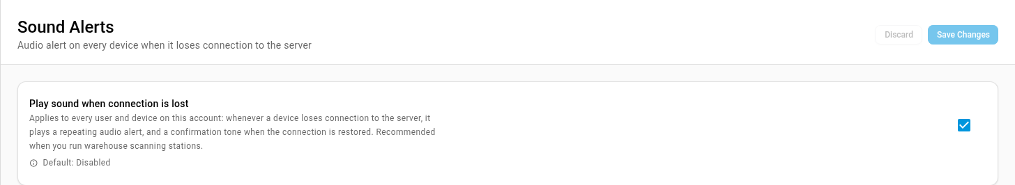 The Sound Alerts setting, ticked