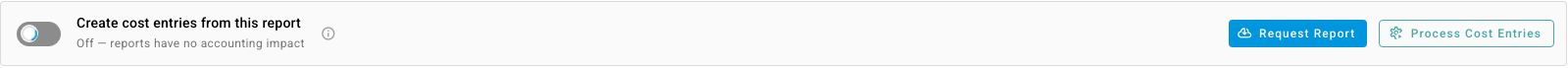 The Create cost entries from this report switch on the Storage Fees page