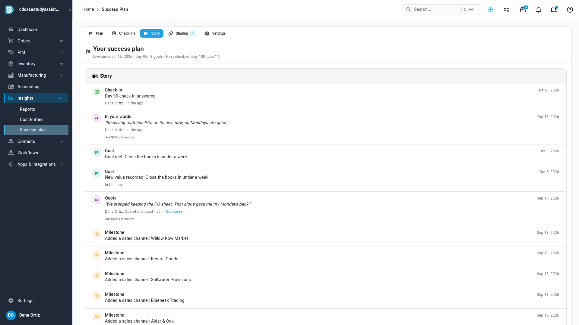 The Story tab