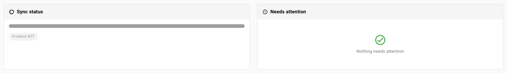 The Sync status and Needs attention panels