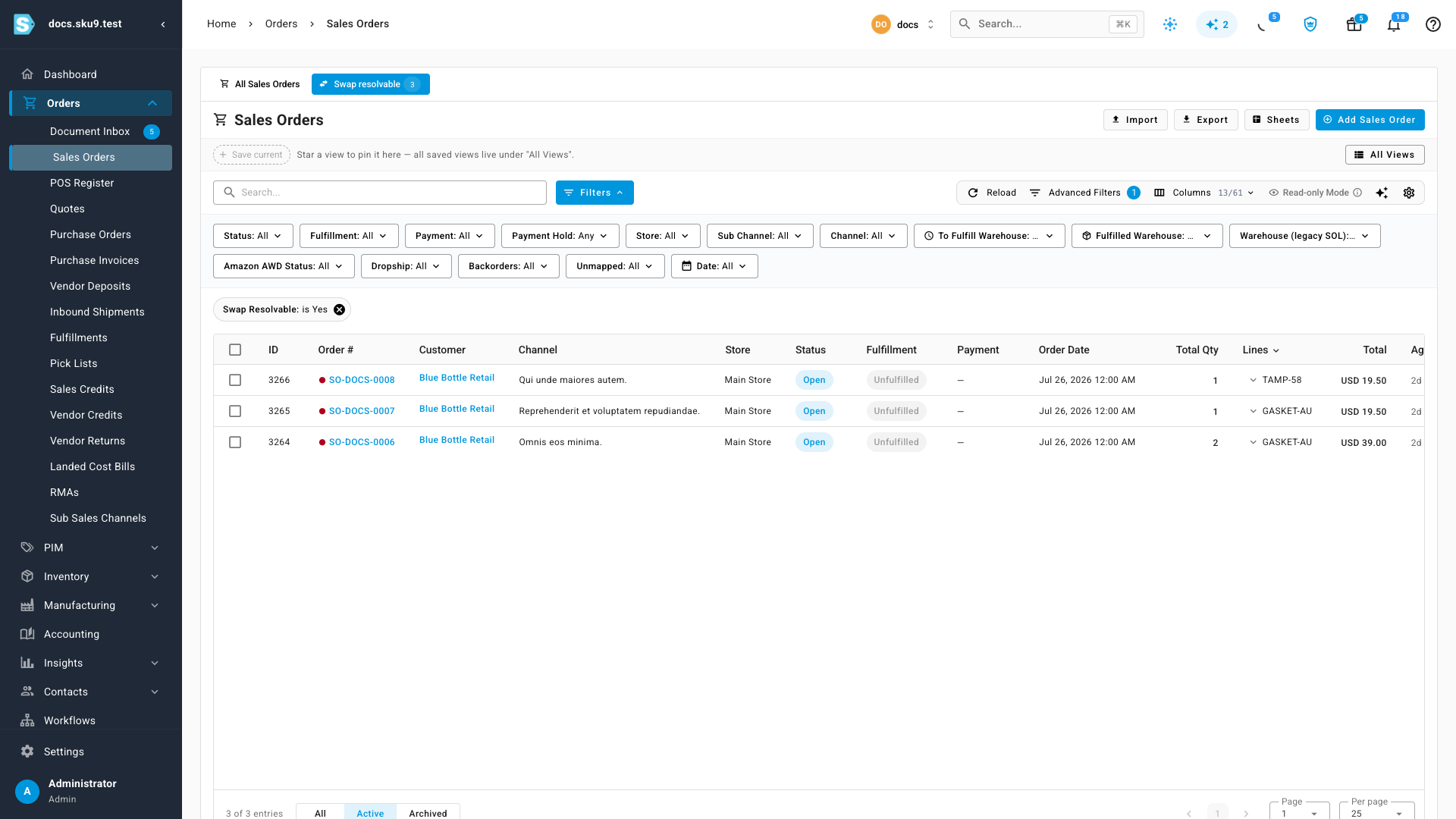 Filtered to swap-resolvable orders