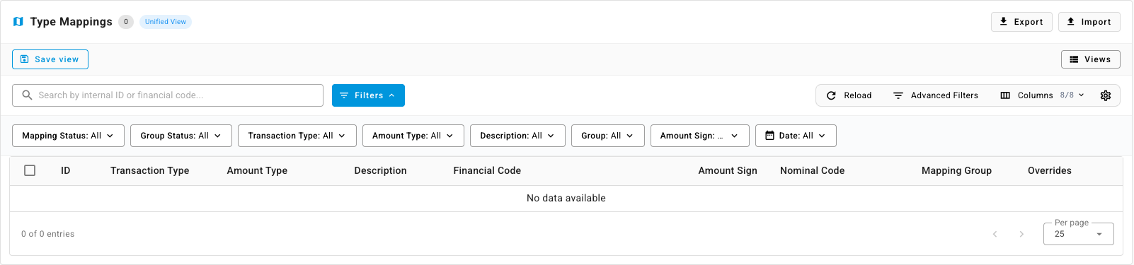 The Type Mappings table